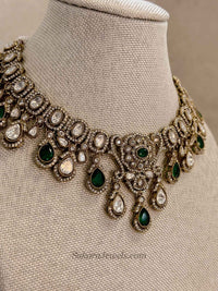 Antique Gold-Tone Kundan Necklace set - SOKORA JEWELSAntique Gold-Tone Kundan Necklace setNECKLACE SETS