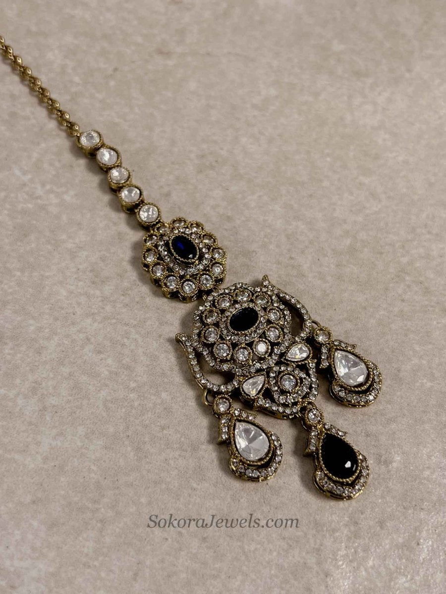 Antique Gold-Tone Kundan Necklace set - SOKORA JEWELSAntique Gold-Tone Kundan Necklace setNECKLACE SETS