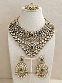 Antique Gold-Tone Kundan Necklace set - SOKORA JEWELSAntique Gold-Tone Kundan Necklace setNECKLACE SETS