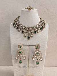 Antique Gold-Tone Kundan Necklace set - SOKORA JEWELSAntique Gold-Tone Kundan Necklace setNECKLACE SETS