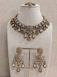 Antique Gold-Tone Kundan Necklace set - SOKORA JEWELSAntique Gold-Tone Kundan Necklace setNECKLACE SETS