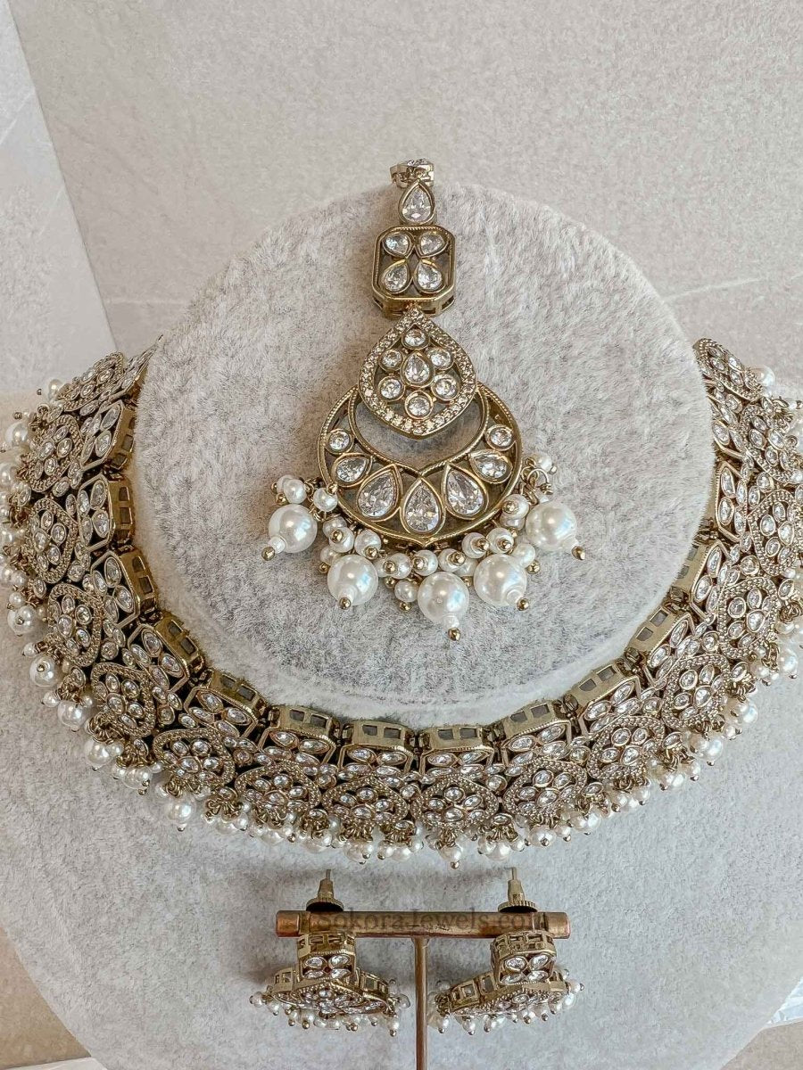 Antique Kundan Bridal Necklace set - SOKORA JEWELSAntique Kundan Bridal Necklace setNECKLACE SETS