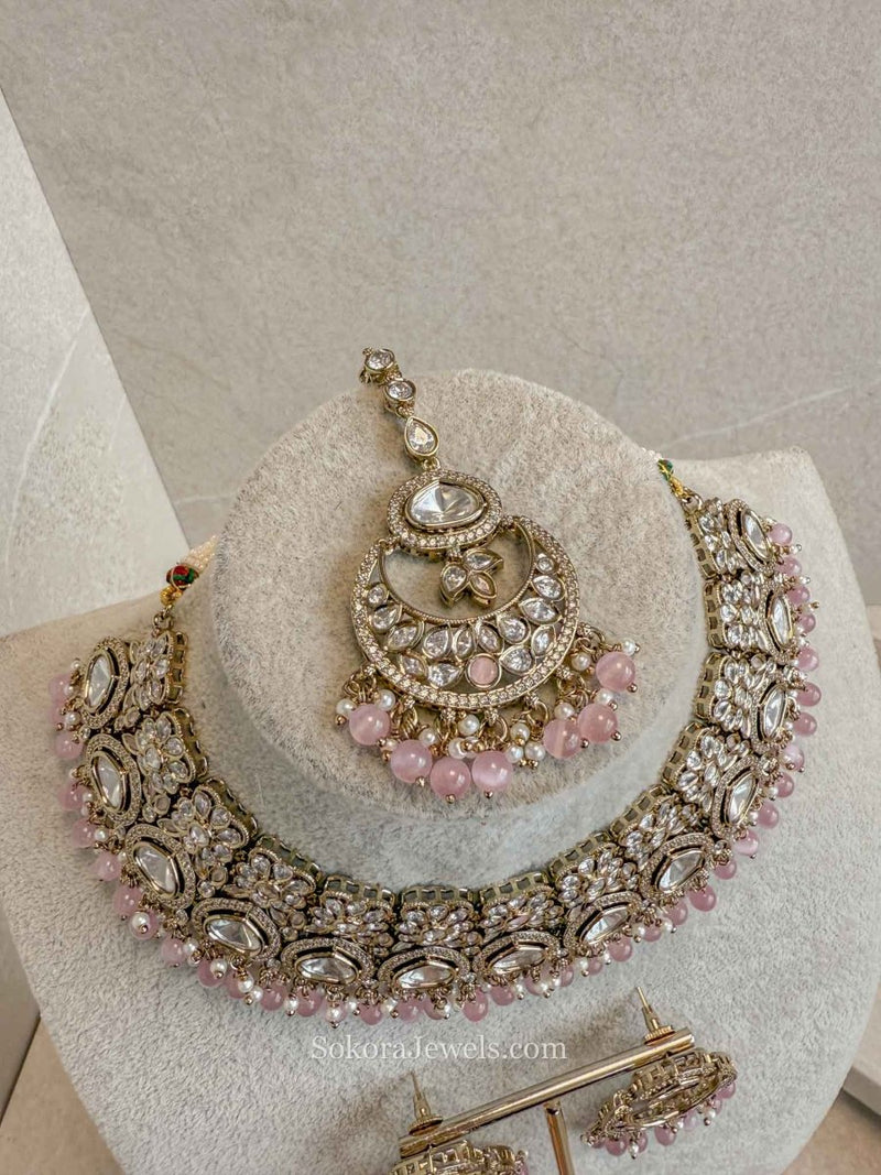 Antique Kundan Bridal Necklace Set - 4 Colours - SOKORA JEWELSAntique Kundan Bridal Necklace Set - 4 ColoursNECKLACE SETS