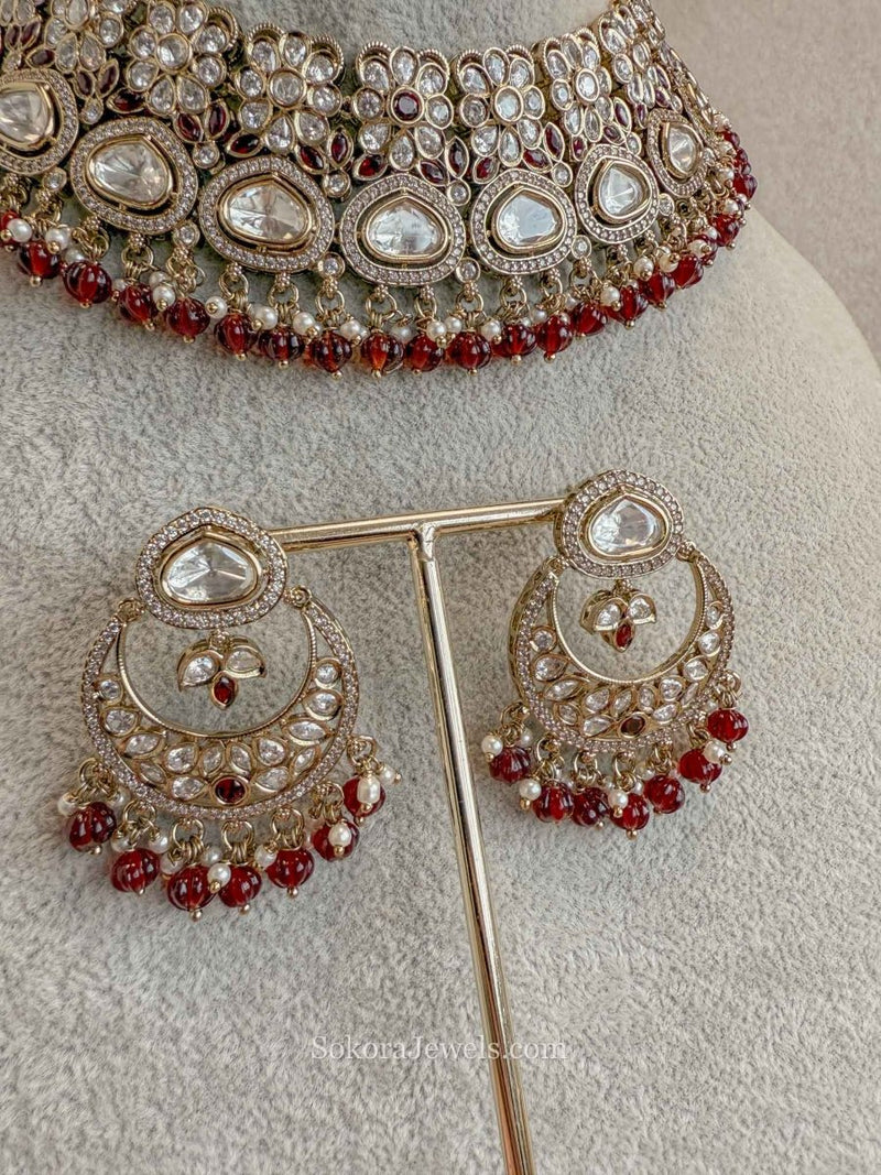 Antique Kundan Bridal Necklace Set - 4 Colours - SOKORA JEWELSAntique Kundan Bridal Necklace Set - 4 ColoursNECKLACE SETS