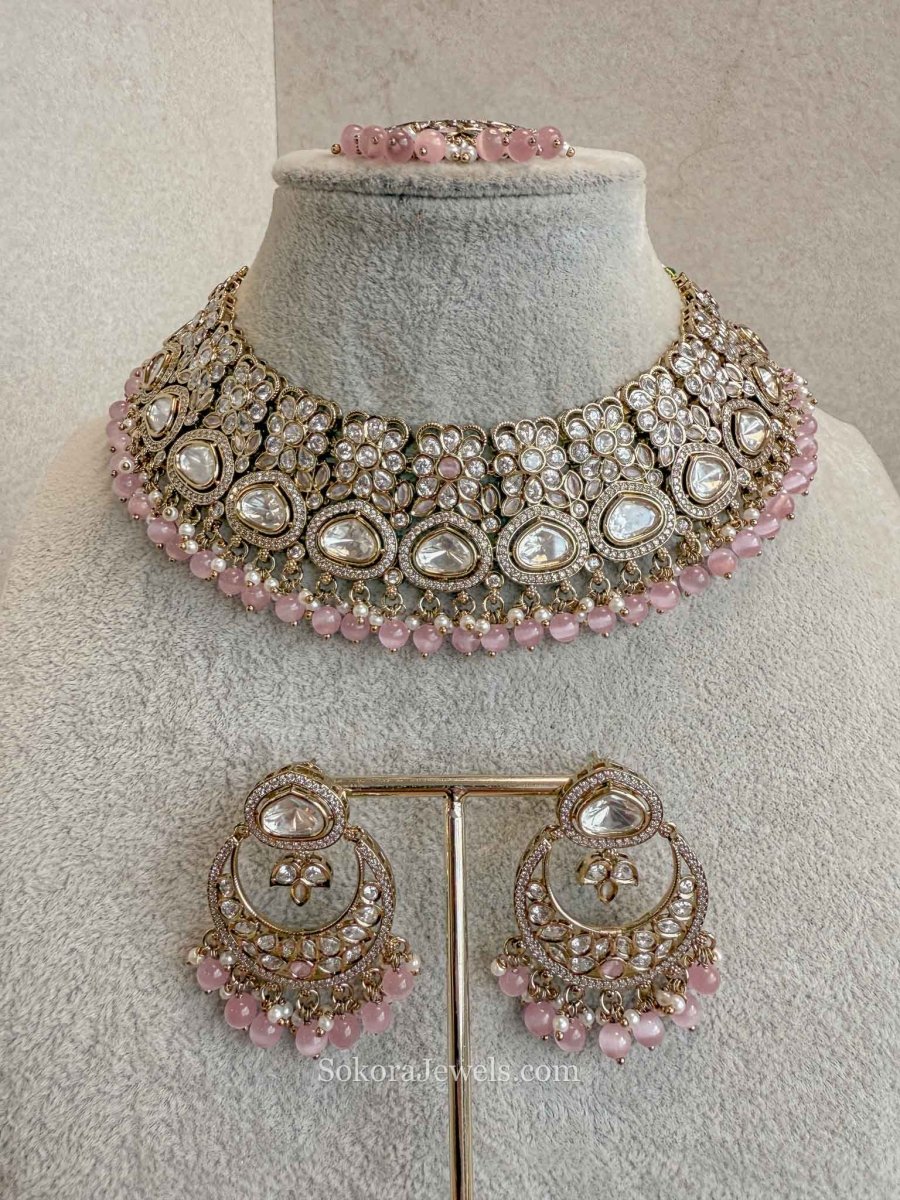 Antique Kundan Bridal Necklace Set - 4 Colours - SOKORA JEWELSAntique Kundan Bridal Necklace Set - 4 ColoursNECKLACE SETS