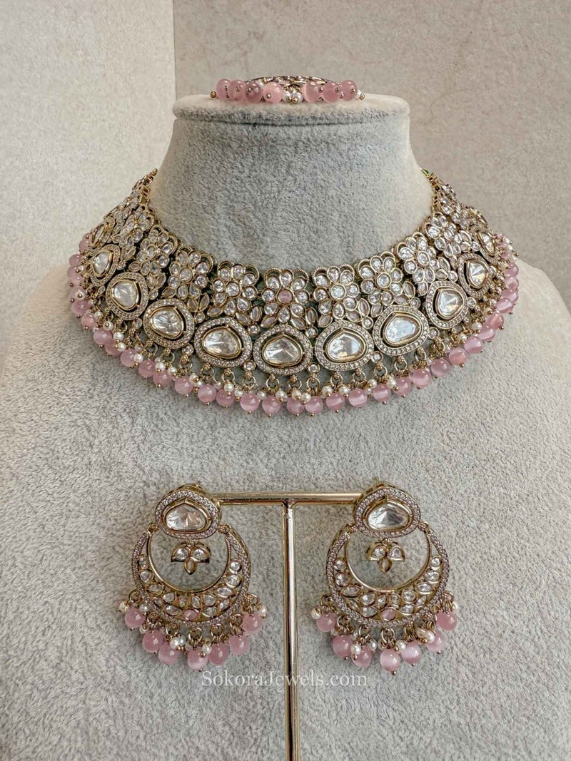 Antique Kundan Bridal Necklace Set - 4 Colours - SOKORA JEWELSAntique Kundan Bridal Necklace Set - 4 ColoursNECKLACE SETS