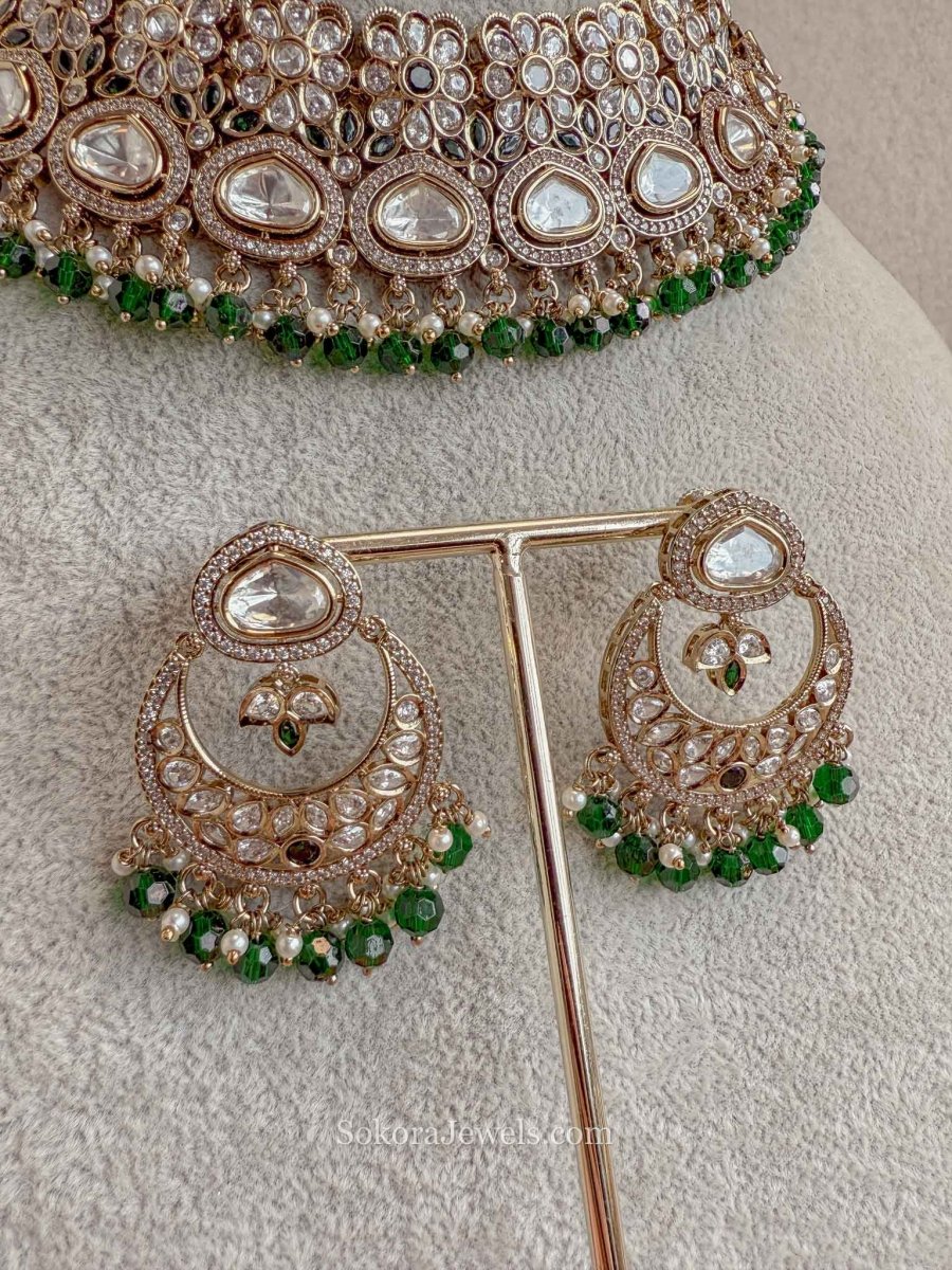 Antique Kundan Bridal Necklace Set - 4 Colours - SOKORA JEWELSAntique Kundan Bridal Necklace Set - 4 ColoursNECKLACE SETS