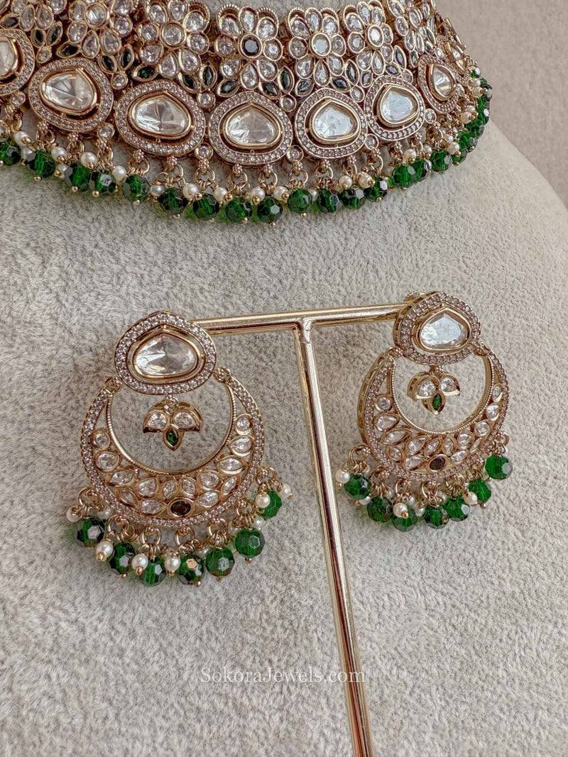 Antique Kundan Bridal Necklace Set - 4 Colours - SOKORA JEWELSAntique Kundan Bridal Necklace Set - 4 ColoursNECKLACE SETS
