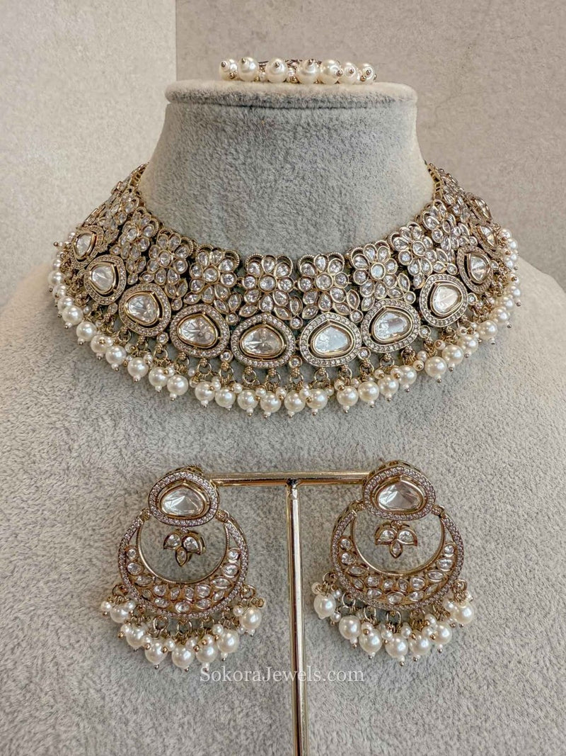 Antique Kundan Bridal Necklace Set - 4 Colours - SOKORA JEWELSAntique Kundan Bridal Necklace Set - 4 ColoursNECKLACE SETS