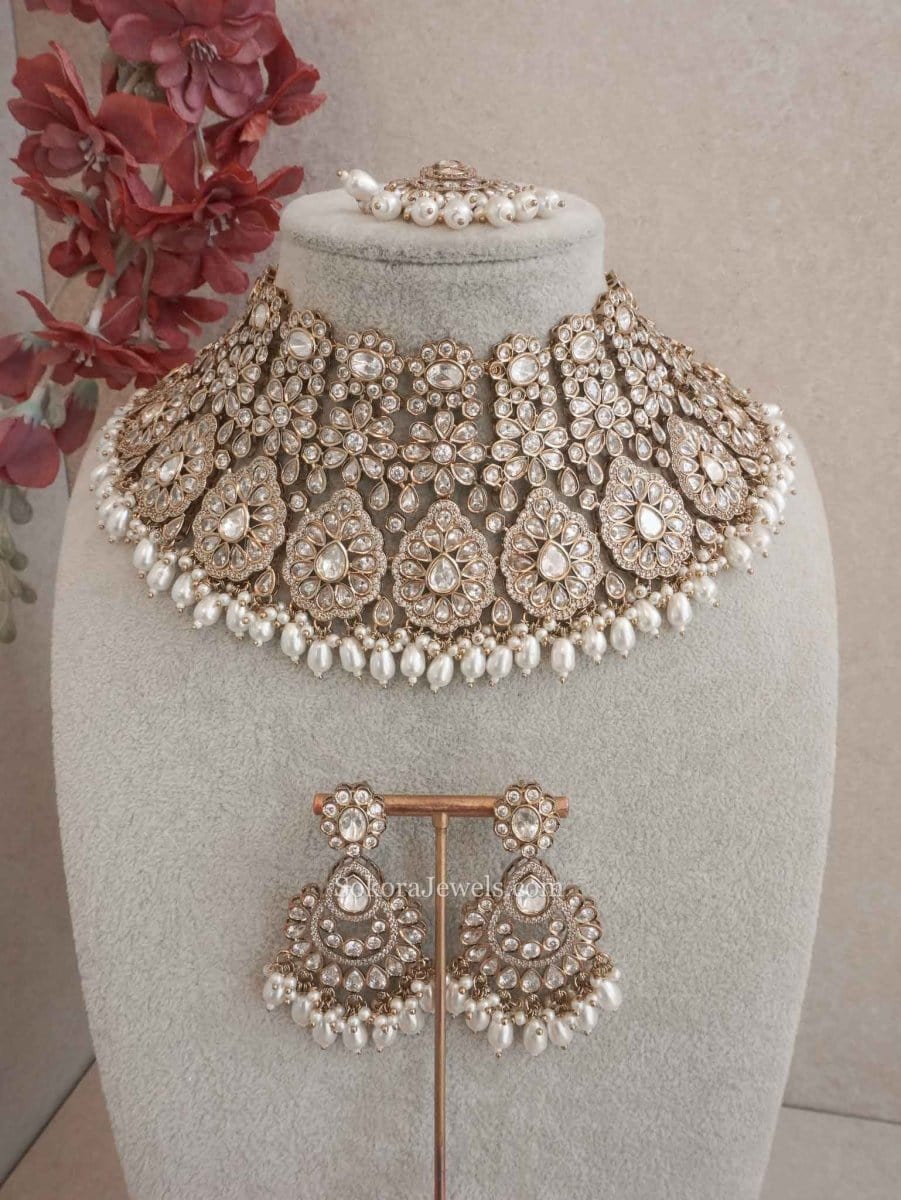 Antique Kundan Bridal Necklace set - SOKORA JEWELSAntique Kundan Bridal Necklace setNECKLACE SETS