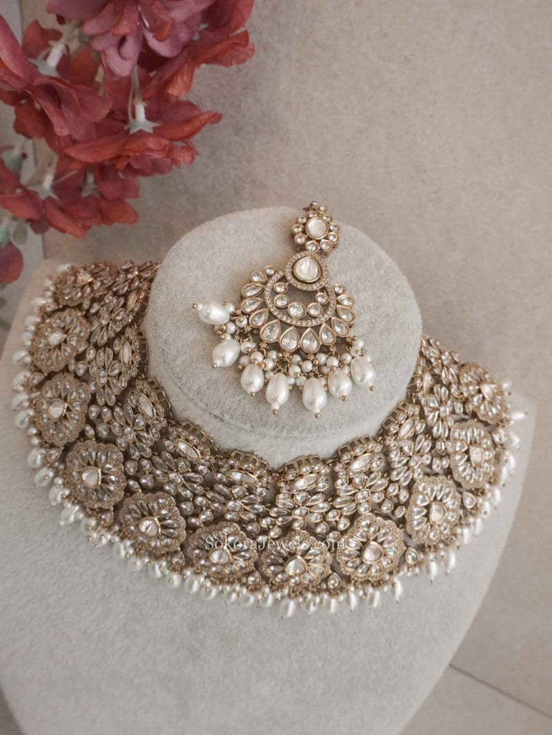 Antique Kundan Bridal Necklace set - SOKORA JEWELSAntique Kundan Bridal Necklace setNECKLACE SETS