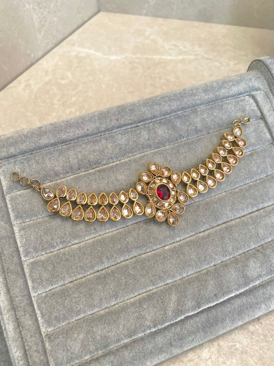 Anttique Gold Bracelet - Maroon - SOKORA JEWELSAnttique Gold Bracelet - Maroon