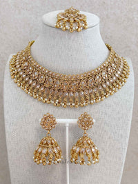 Anvika Champagne Kundan Choker Set – Indian Wedding Jewellery - SOKORA JEWELSAnvika Champagne Kundan Choker Set – Indian Wedding Jewellery