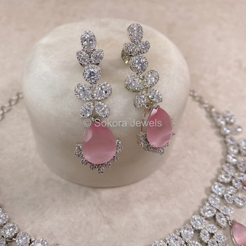 Argento Diamante Set - Pink - SOKORA JEWELSArgento Diamante Set - PinkNECKLACE SETS