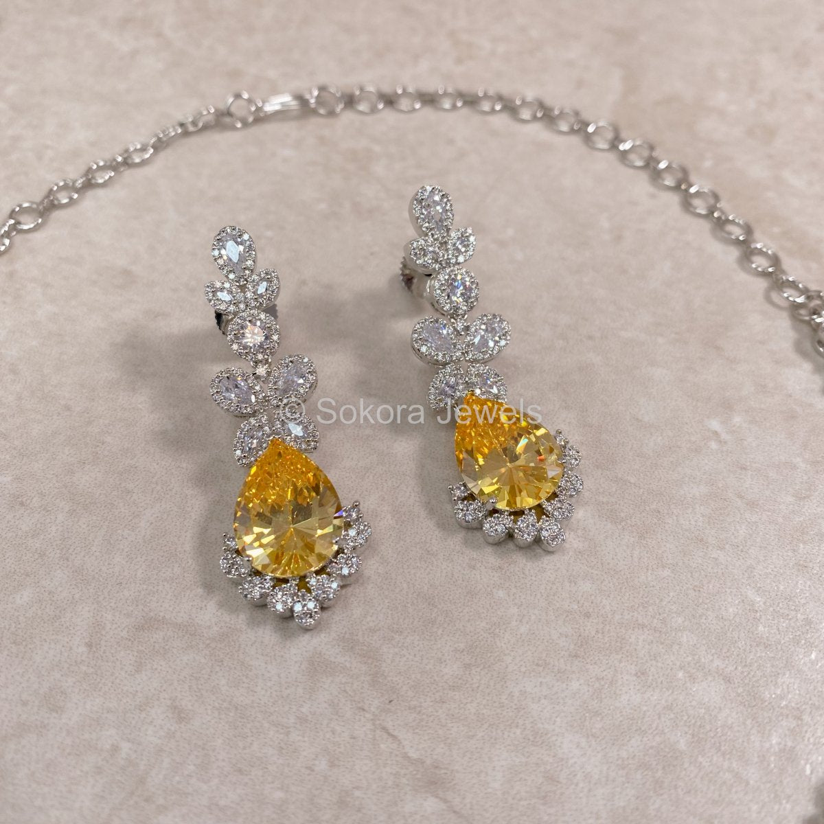 Argento Diamante Set - Yellow - SOKORA JEWELSArgento Diamante Set - YellowNECKLACE SETS