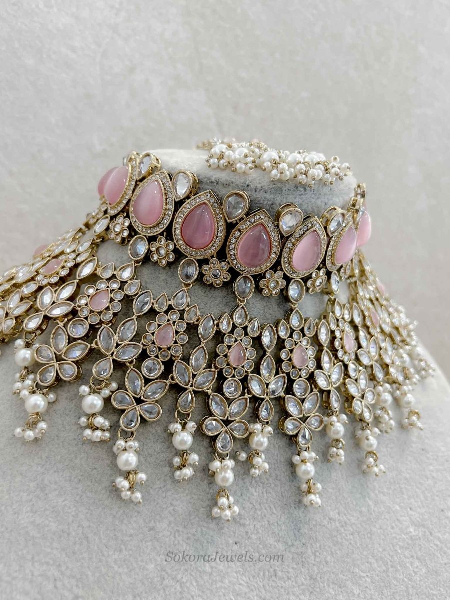 Aria Bridal Jewellery Set - Light Pink - SOKORA JEWELSAria Bridal Jewellery Set - Light Pink