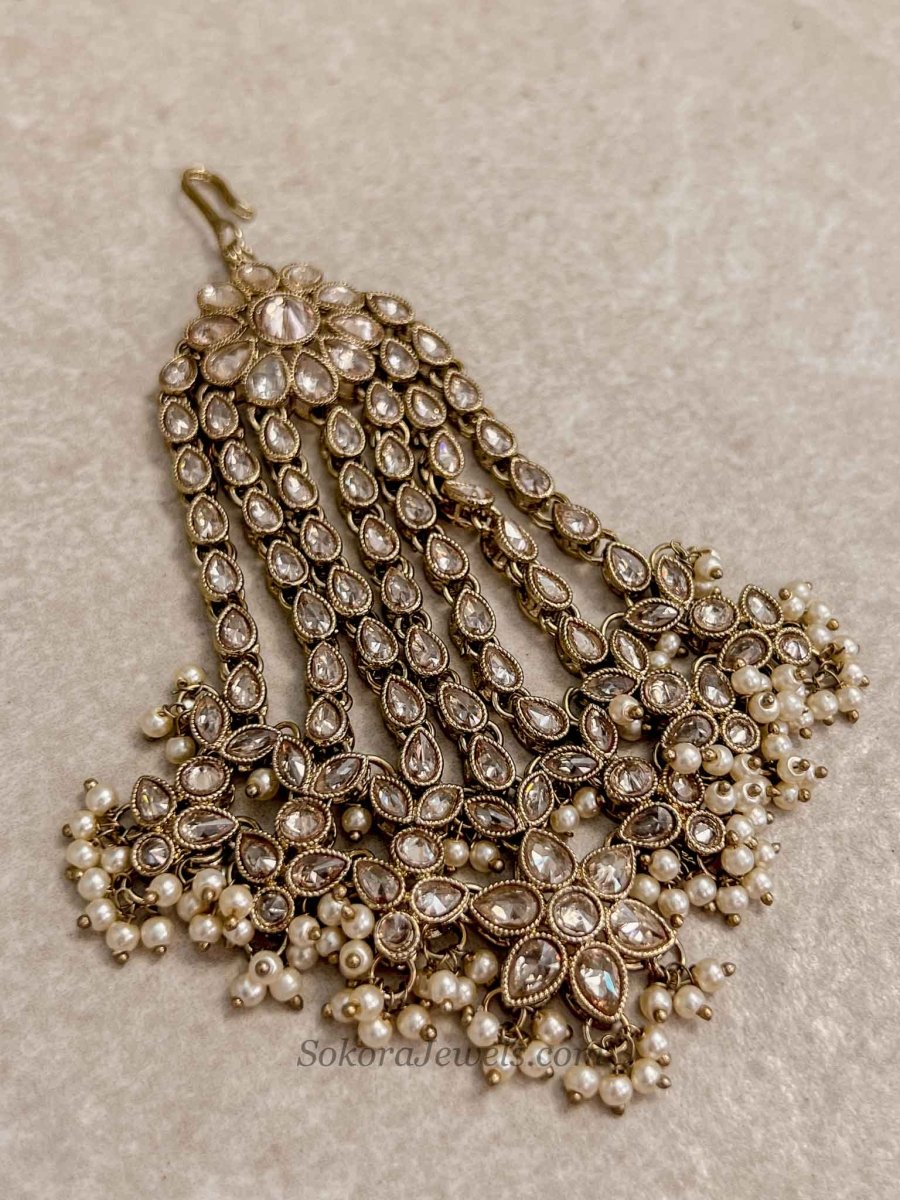 Aria Bridal Jhumar - Golden with Pearl - SOKORA JEWELSAria Bridal Jhumar - Golden with Pearl