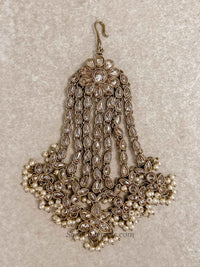 Aria Bridal Jhumar - Golden with Pearl - SOKORA JEWELSAria Bridal Jhumar - Golden with Pearl
