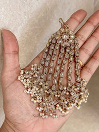 Aria Bridal Jhumar - Golden with Pearl - SOKORA JEWELSAria Bridal Jhumar - Golden with Pearl