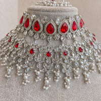 Aria Bridal Necklace and Earring Set - Red - SOKORA JEWELSAria Bridal Necklace and Earring Set - Red