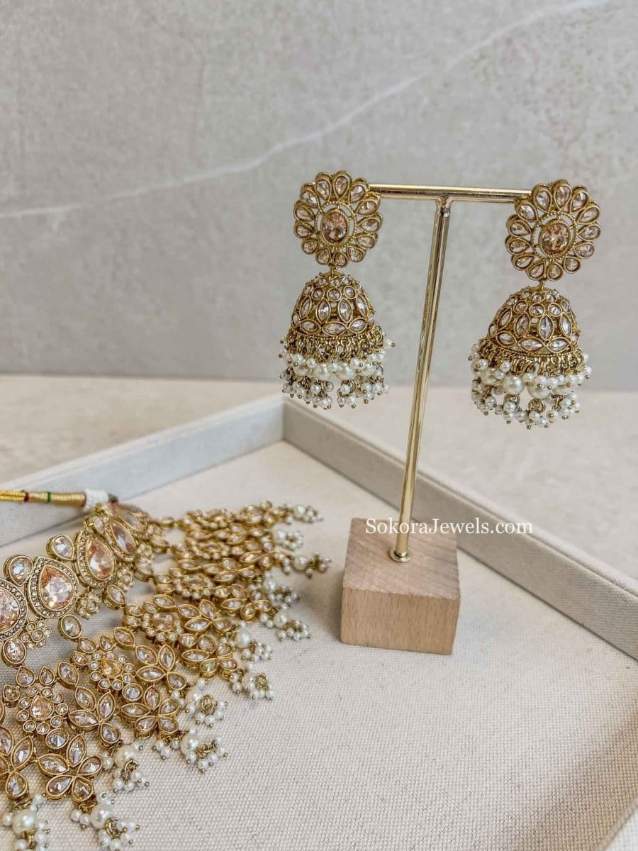 Aria Bridal Necklace Set - Golden - SOKORA JEWELSAria Bridal Necklace Set - Golden