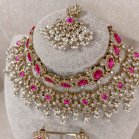 Aria Bridal Necklace set - Hot Pink - SOKORA JEWELSAria Bridal Necklace set - Hot Pink