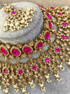 Aria Bridal Necklace Set - Hot Pink/Champagne - SOKORA JEWELSAria Bridal Necklace Set - Hot Pink/Champagne
