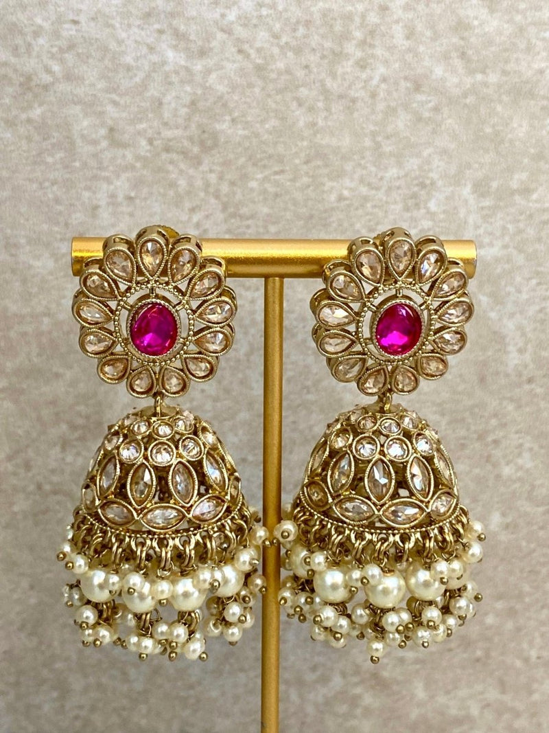 Aria Bridal Necklace Set - Hot Pink/Champagne - SOKORA JEWELSAria Bridal Necklace Set - Hot Pink/Champagne