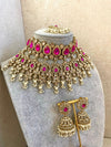 Aria Bridal Necklace Set - Hot Pink/Champagne - SOKORA JEWELSAria Bridal Necklace Set - Hot Pink/Champagne