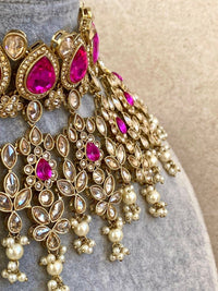 Aria Bridal Necklace Set - Hot Pink/Champagne - SOKORA JEWELSAria Bridal Necklace Set - Hot Pink/Champagne