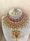 Aria Bridal Necklace Set - Hot Pink/Champagne - SOKORA JEWELSAria Bridal Necklace Set - Hot Pink/Champagne