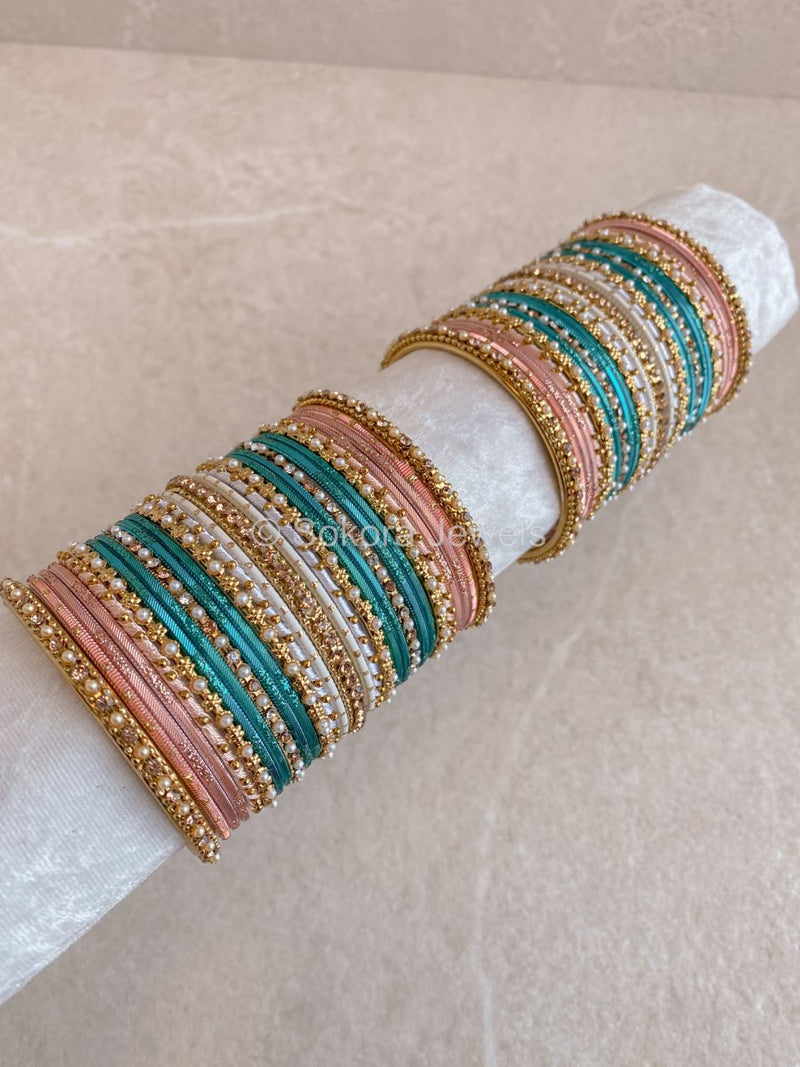 Aria Pink & Teal Bangle Set - SOKORA JEWELSAria Pink & Teal Bangle SetBANGLES