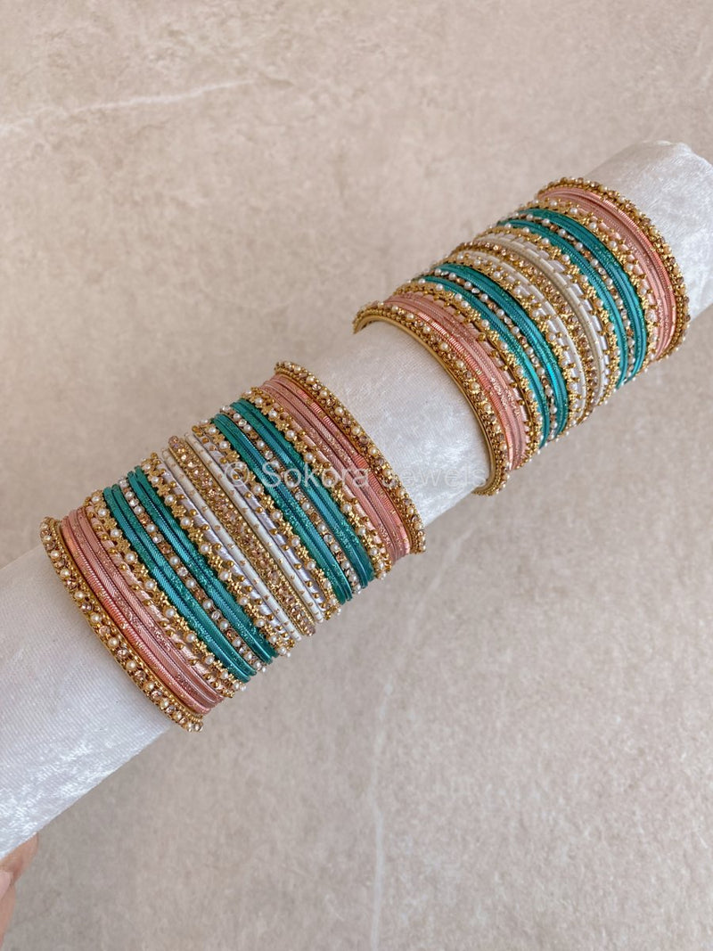 Aria Pink & Teal Bangle Set - SOKORA JEWELSAria Pink & Teal Bangle SetBANGLES