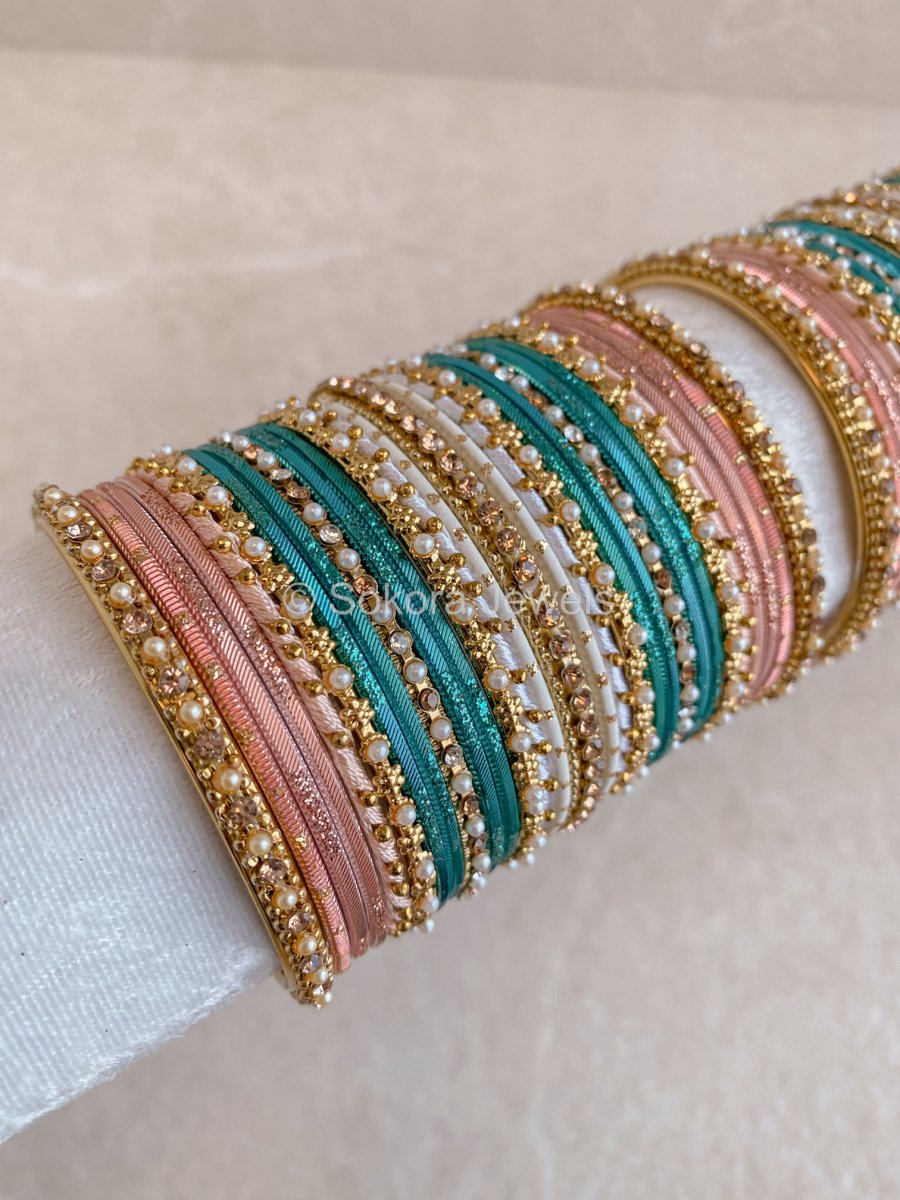 Aria Pink & Teal Bangle Set - SOKORA JEWELSAria Pink & Teal Bangle SetBANGLES