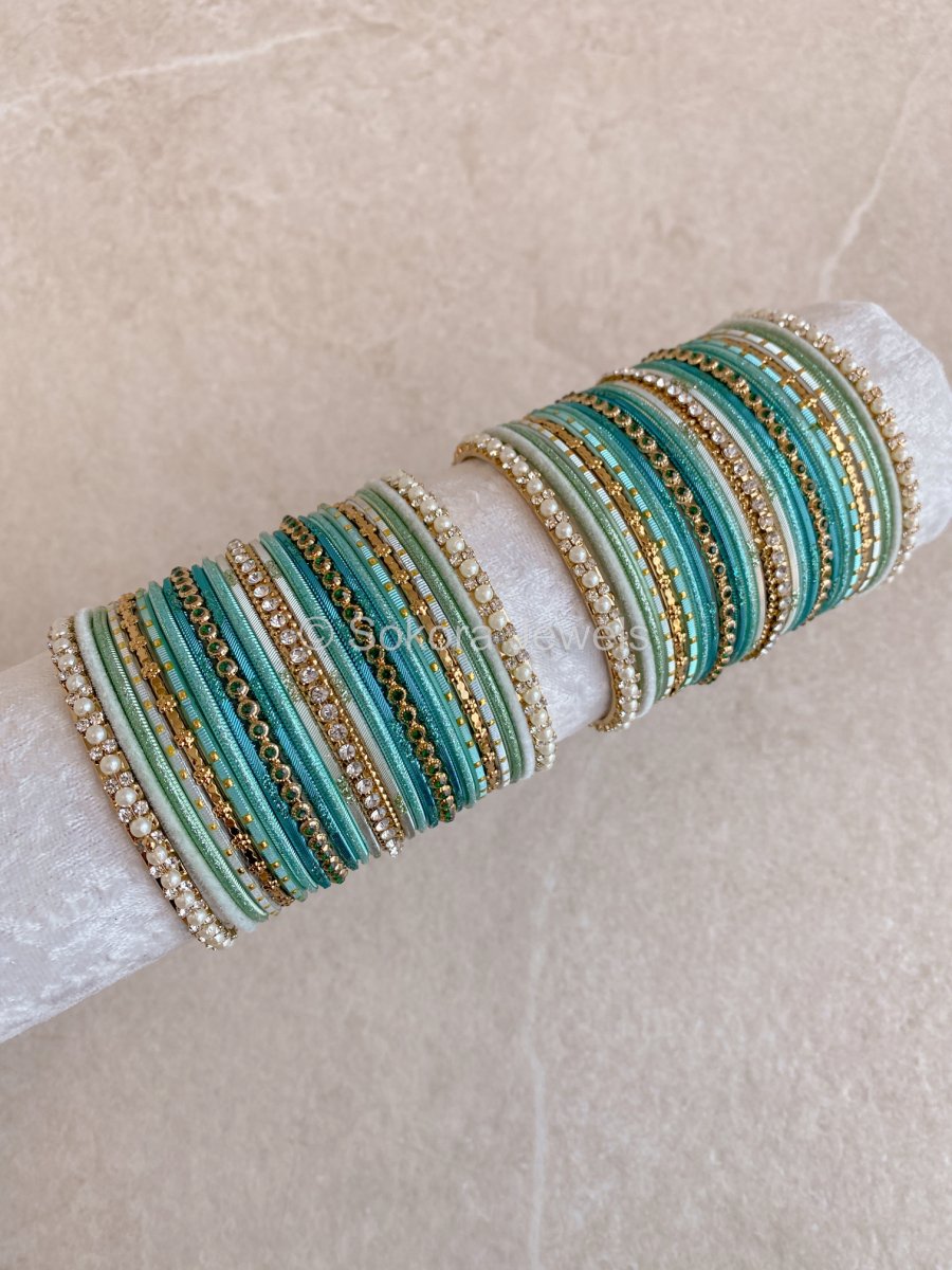 Aria Teal Bangle Set - SOKORA JEWELSAria Teal Bangle SetBANGLES