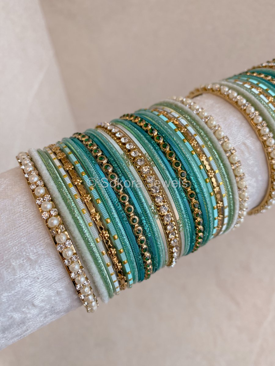 Aria Teal Bangle Set - SOKORA JEWELSAria Teal Bangle SetBANGLES