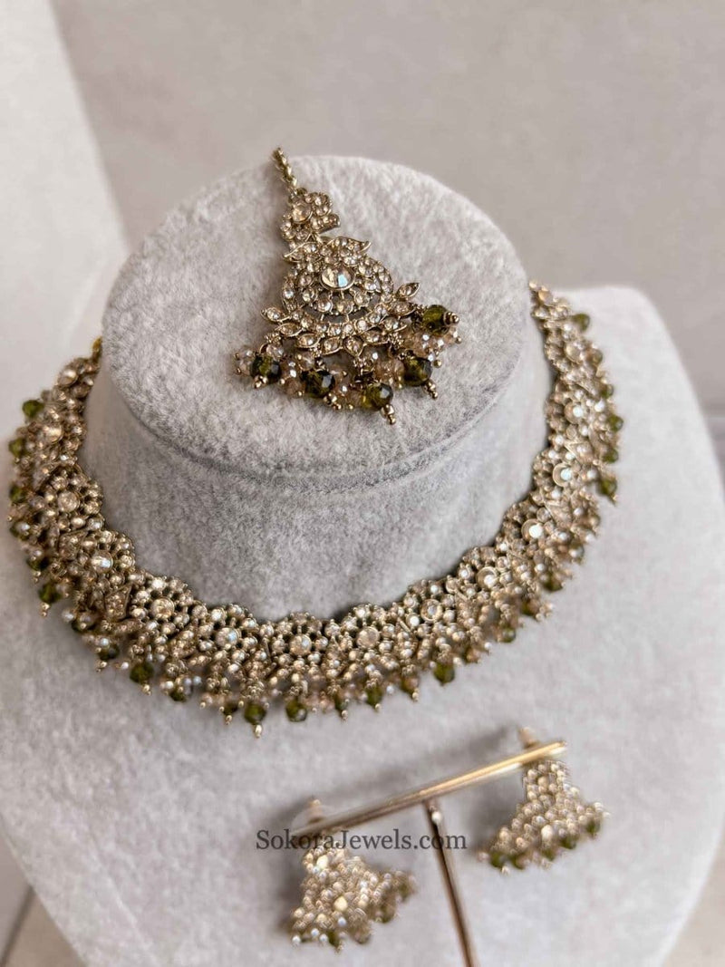 Arina Golden Necklace Sets - SOKORA JEWELSArina Golden Necklace Sets