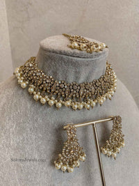 Arina Golden Necklace Sets - 18 Colour Options - SOKORA JEWELSArina Golden Necklace Sets - 18 Colour Options