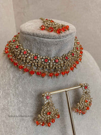 Arina Golden Necklace Sets - 18 Colour Options - SOKORA JEWELSArina Golden Necklace Sets - 18 Colour Options