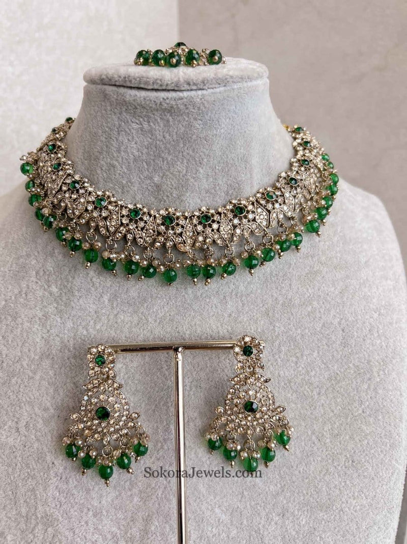 Arina Golden Necklace Sets - SOKORA JEWELSArina Golden Necklace Sets