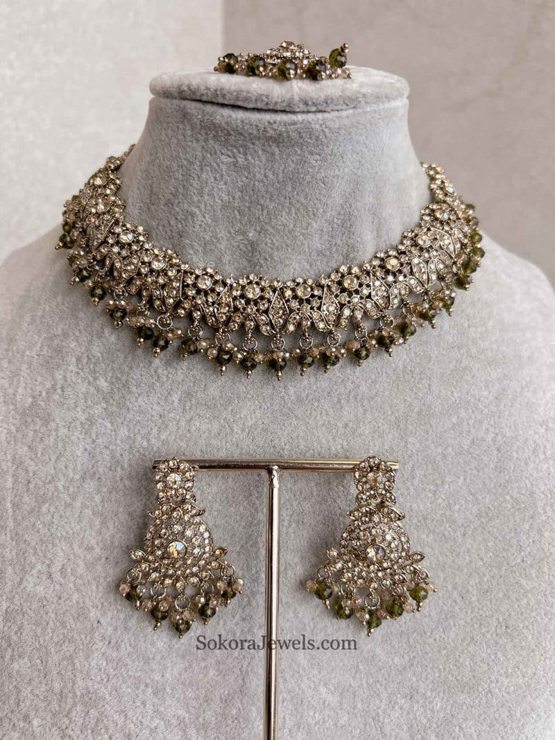 Arina Golden Necklace Sets - SOKORA JEWELSArina Golden Necklace Sets