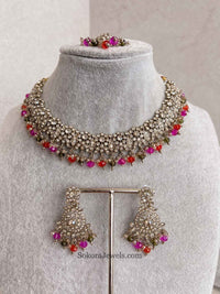 Arina Golden Necklace Sets - SOKORA JEWELSArina Golden Necklace Sets
