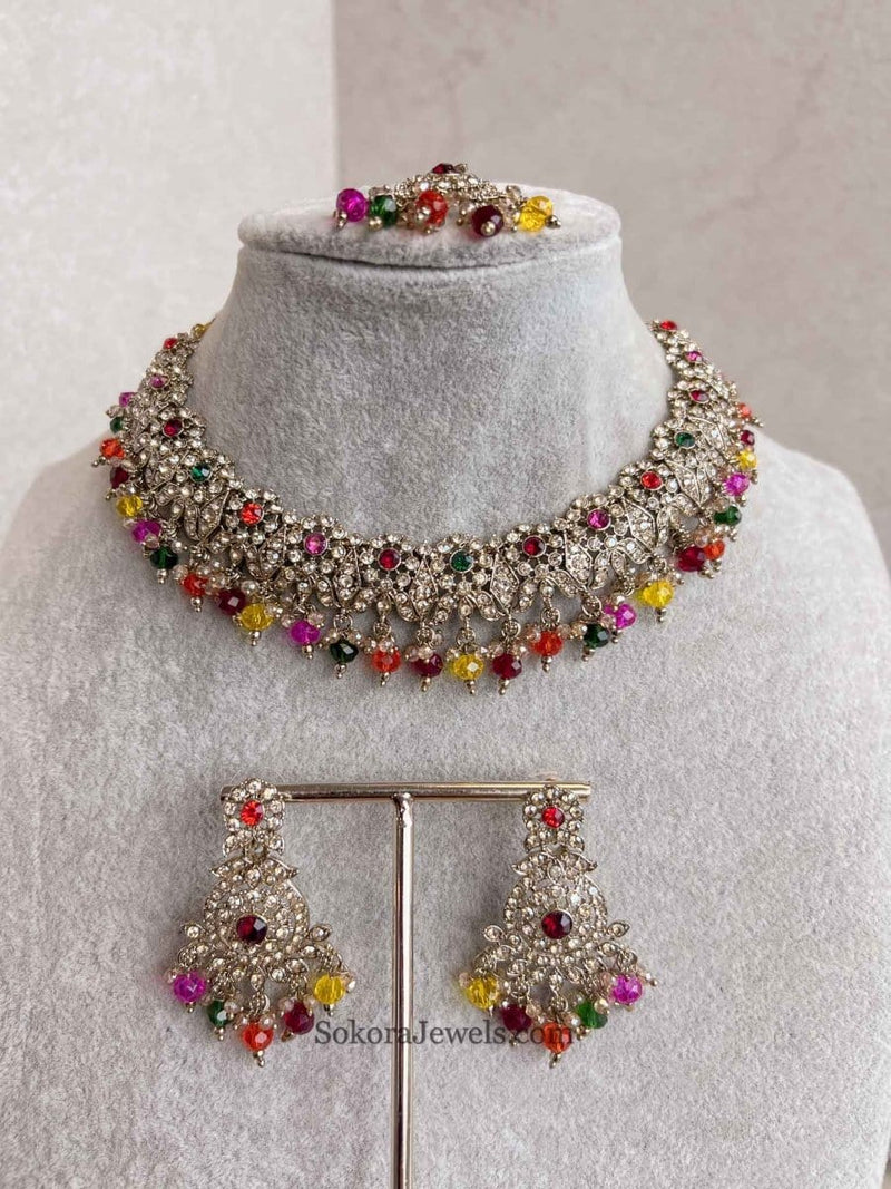 Arina Golden Necklace Sets - SOKORA JEWELSArina Golden Necklace Sets