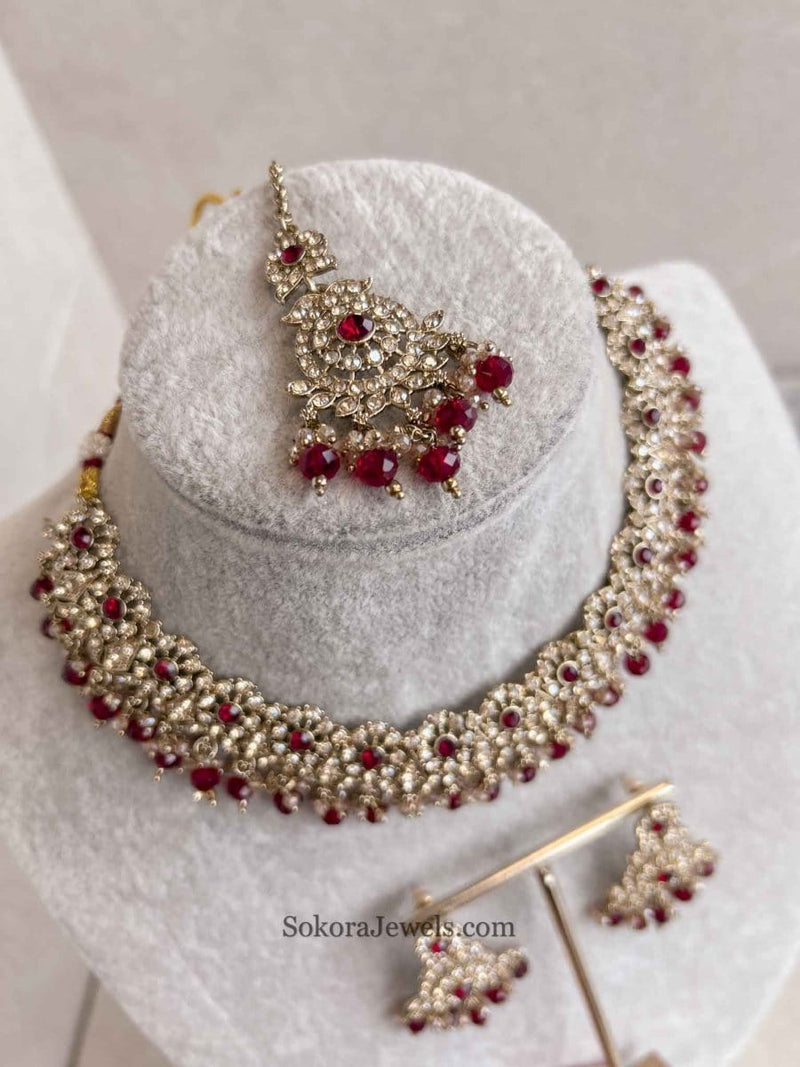 Arina Golden Necklace Sets - SOKORA JEWELSArina Golden Necklace Sets