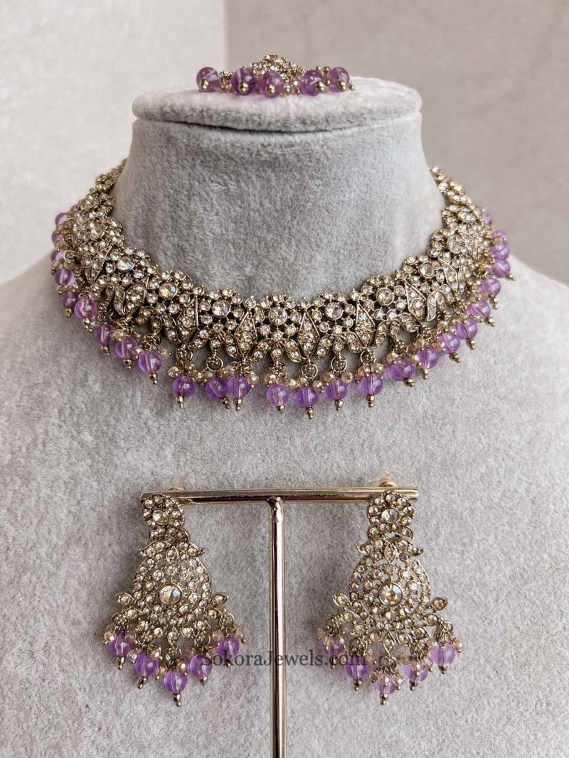 Arina Golden Necklace Sets - SOKORA JEWELSArina Golden Necklace Sets