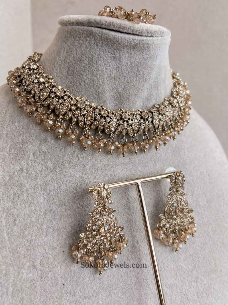 Arina Golden Necklace Sets - SOKORA JEWELSArina Golden Necklace Sets