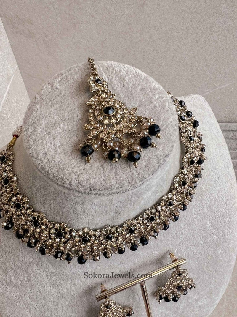 Arina Golden Necklace Sets - SOKORA JEWELSArina Golden Necklace Sets