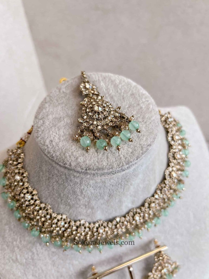 Arina Golden Necklace Sets - SOKORA JEWELSArina Golden Necklace Sets