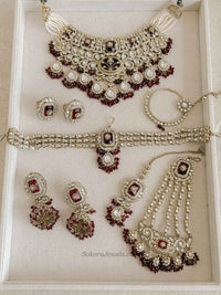 Arpana Kundan Bridal set in Maroon - SOKORA JEWELSArpana Kundan Bridal set in Maroon