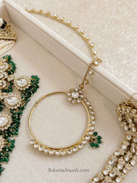 Arpana Kundan Bridal set in Maroon & Green - SOKORA JEWELSArpana Kundan Bridal set in Maroon & Green